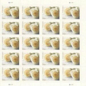 Set of 1000 white roses unused wedding forever stamps